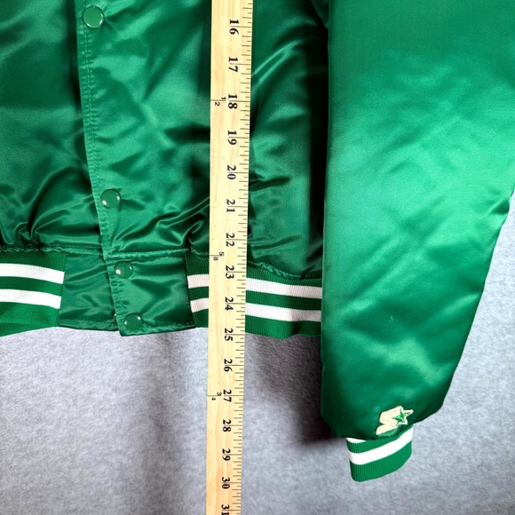 Vintage 80s Starter Bomber Jacket Mens Large Green Satin Boston Celtics NBA - Picture 7 of 11